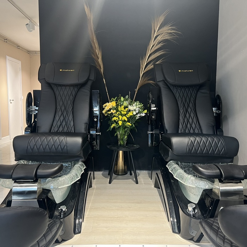 Relaxing spa pedicure chairs in a luxury nail salon in Amsterdam
